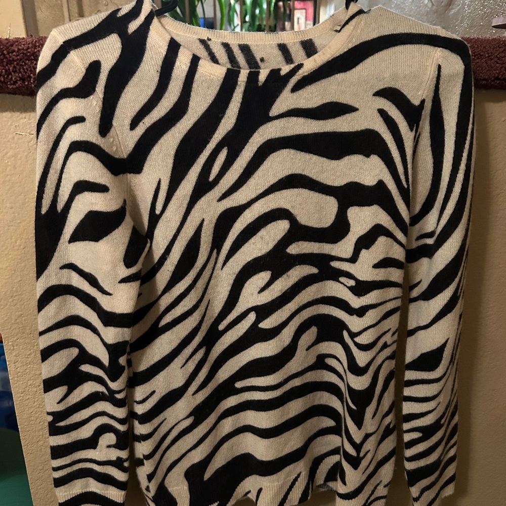 J. Jill Black and Cream Zebra Print Sweater